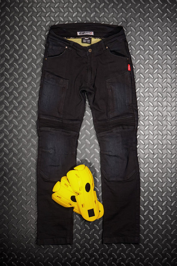 4SR motorcycle jeans Club Sport Black knee protectors
