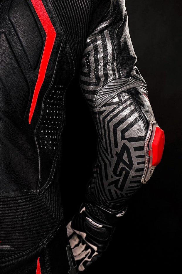 4SR 1PC Racing Diablo Airbag motorcycle suit black red printed sleeves