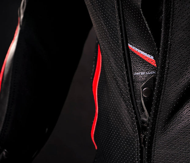 4SR 1PC Racing Diablo Airbag motorcycle suit black red front zipper